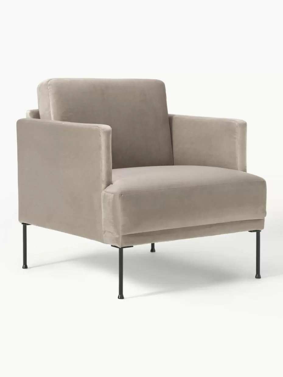 Sessel | Sofaserien-Westwing Collection Samt-Sessel Fluente Samt Greige