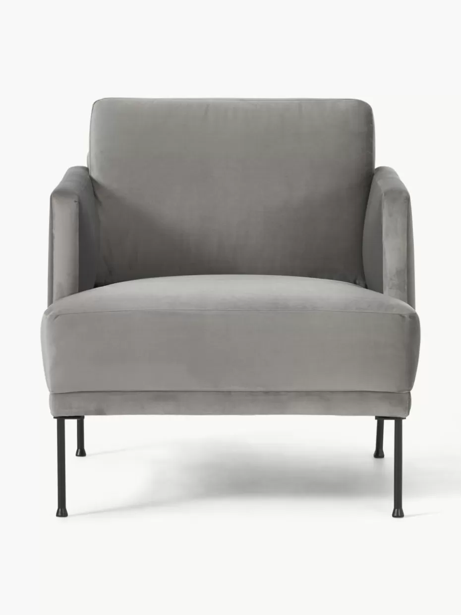 Sessel | Sofaserien-Westwing Collection Samt-Sessel Fluente Samt Grau