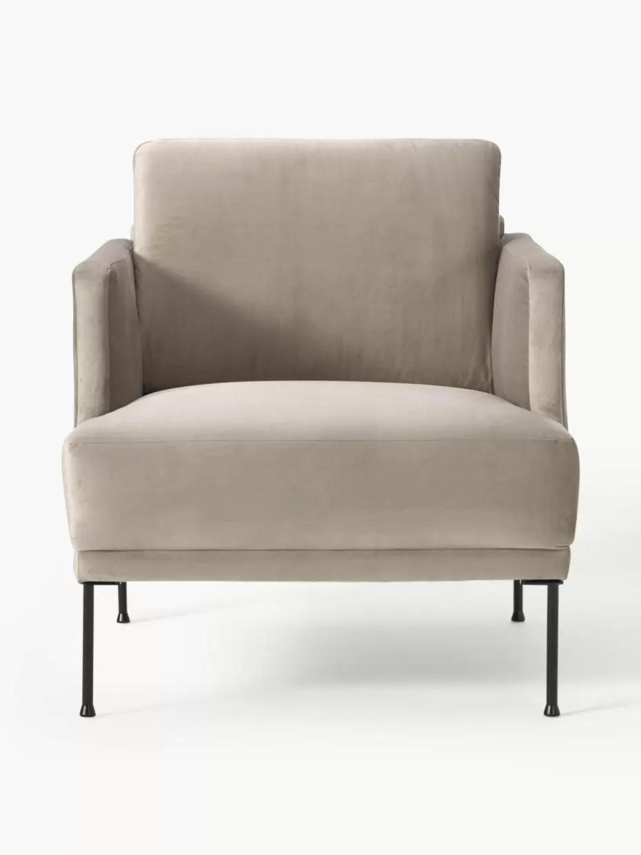 Sessel | Sofaserien-Westwing Collection Samt-Sessel Fluente Samt Greige