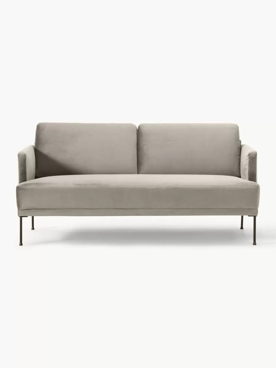 Sofas | Sofaserien-Westwing Collection Samt-Sofa Fluente (2-Sitzer) Samt Greige
