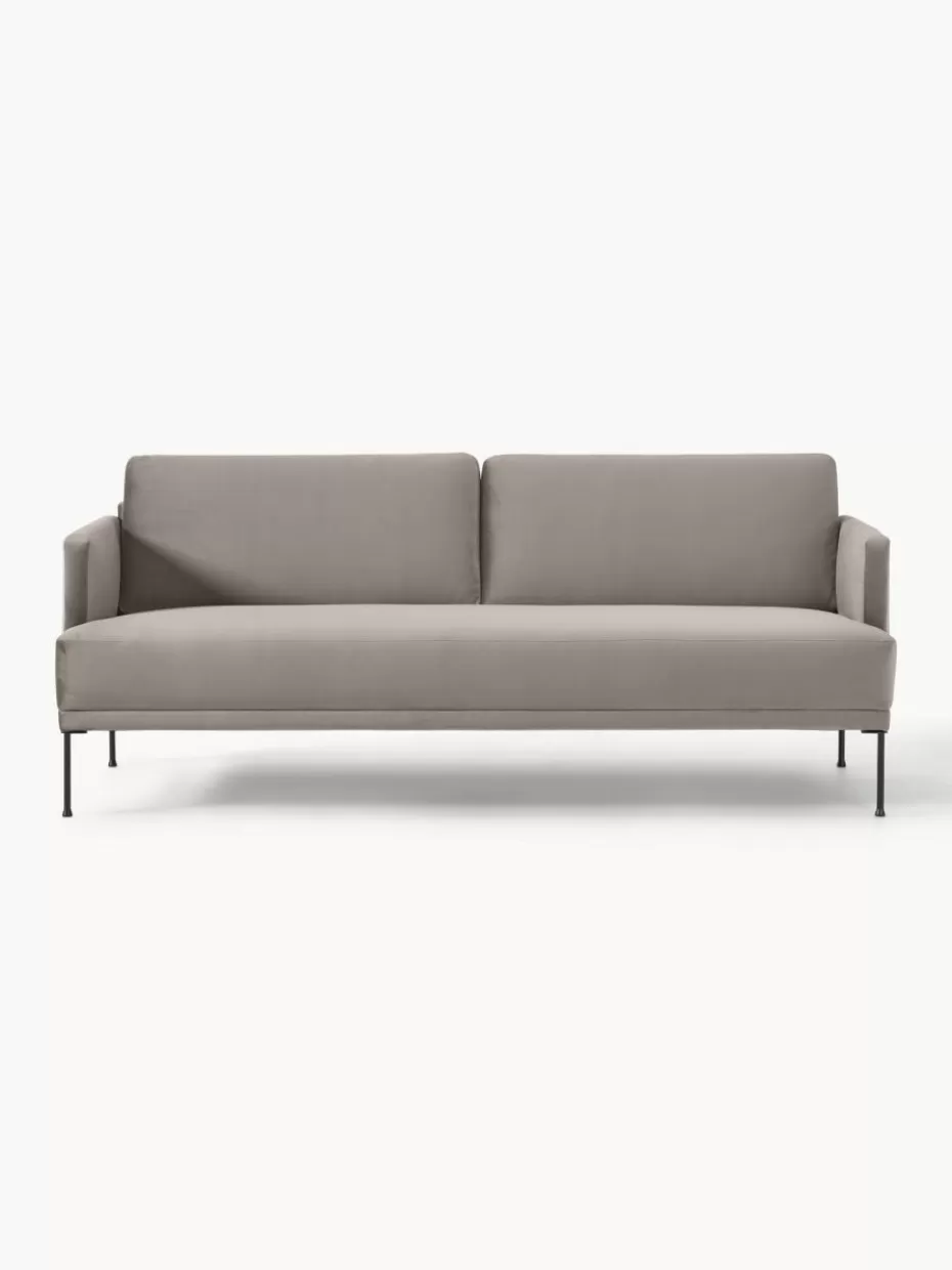 Sofas | Sofaserien-Westwing Collection Samt-Sofa Fluente (3-Sitzer) Samt Greige