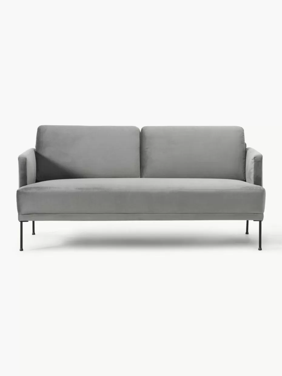 Sofas | Sofaserien-Westwing Collection Samt-Sofa Fluente (2-Sitzer) Samt Grau
