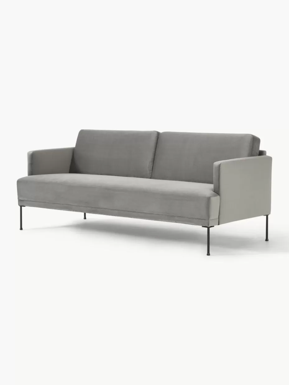 Sofas | Sofaserien-Westwing Collection Samt-Sofa Fluente (3-Sitzer) Samt Grau