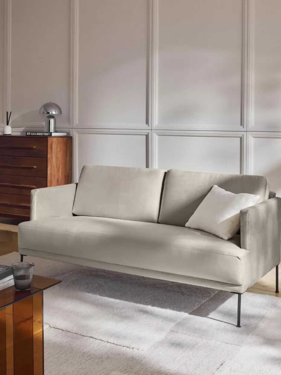 Sofas | Sofaserien-Westwing Collection Samt-Sofa Fluente (2-Sitzer) Samt Greige