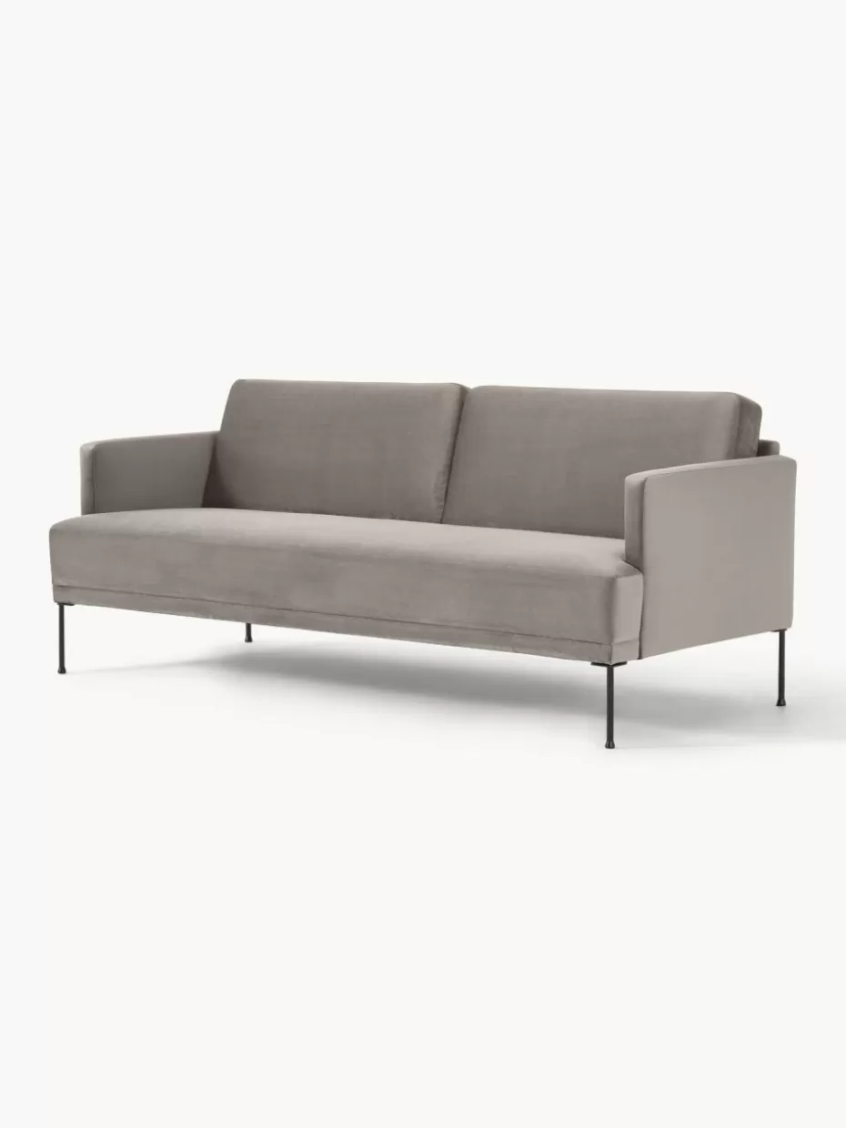 Sofas | Sofaserien-Westwing Collection Samt-Sofa Fluente (3-Sitzer) Samt Greige