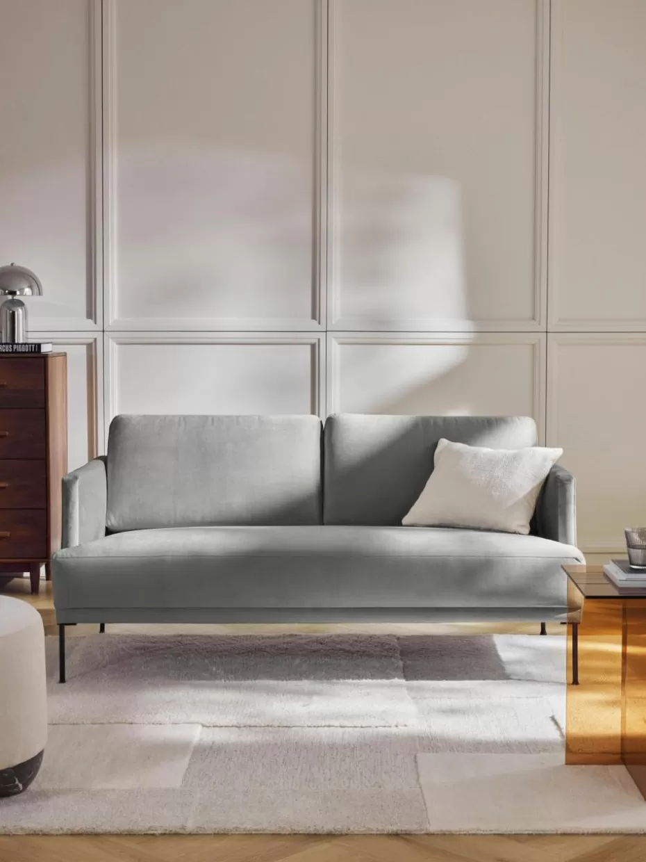 Sofas | Sofaserien-Westwing Collection Samt-Sofa Fluente (2-Sitzer) Samt Grau