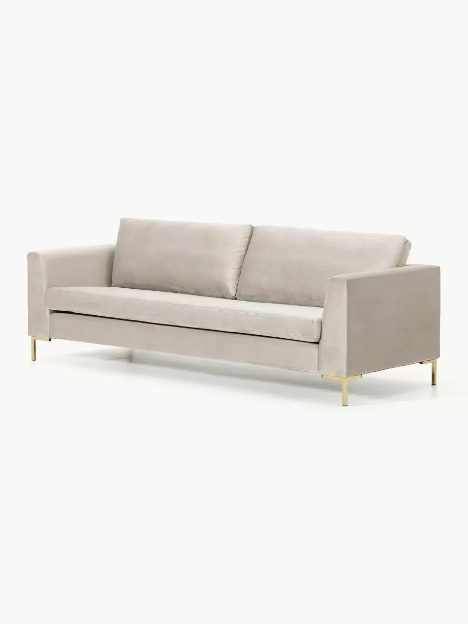 Sofas | Sofaserien-Westwing Collection Samt-Sofa Luna (3-Sitzer) Samt Greige