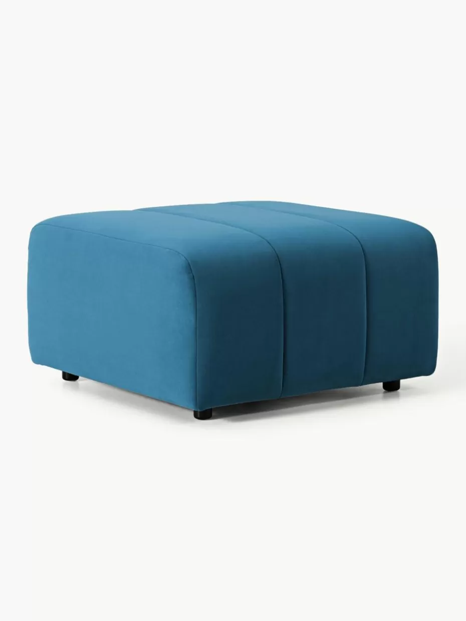 Hocker | Sofaserien-Westwing Collection Samt-Sofa-Hocker Lena Samt Petrol