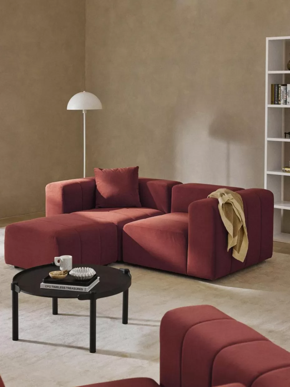 Hocker | Sofaserien-Westwing Collection Samt-Sofa-Hocker Lena Samt Weinrot