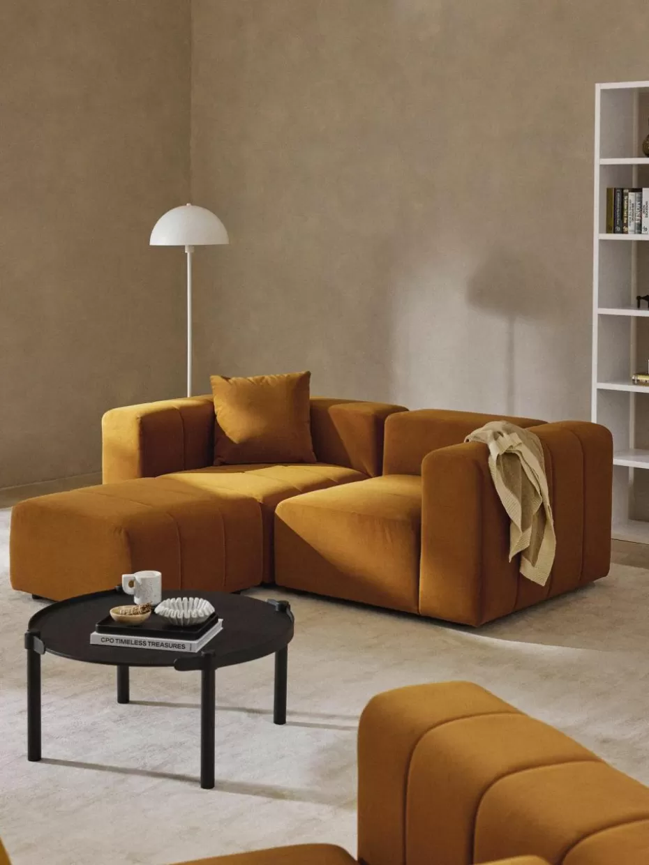 Hocker | Sofaserien-Westwing Collection Samt-Sofa-Hocker Lena Samt Ocker
