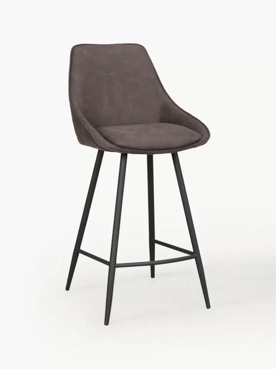 Barhocker-Rowico Samt-Thekenstuhl Sierra Samt Taupe, Schwarz
