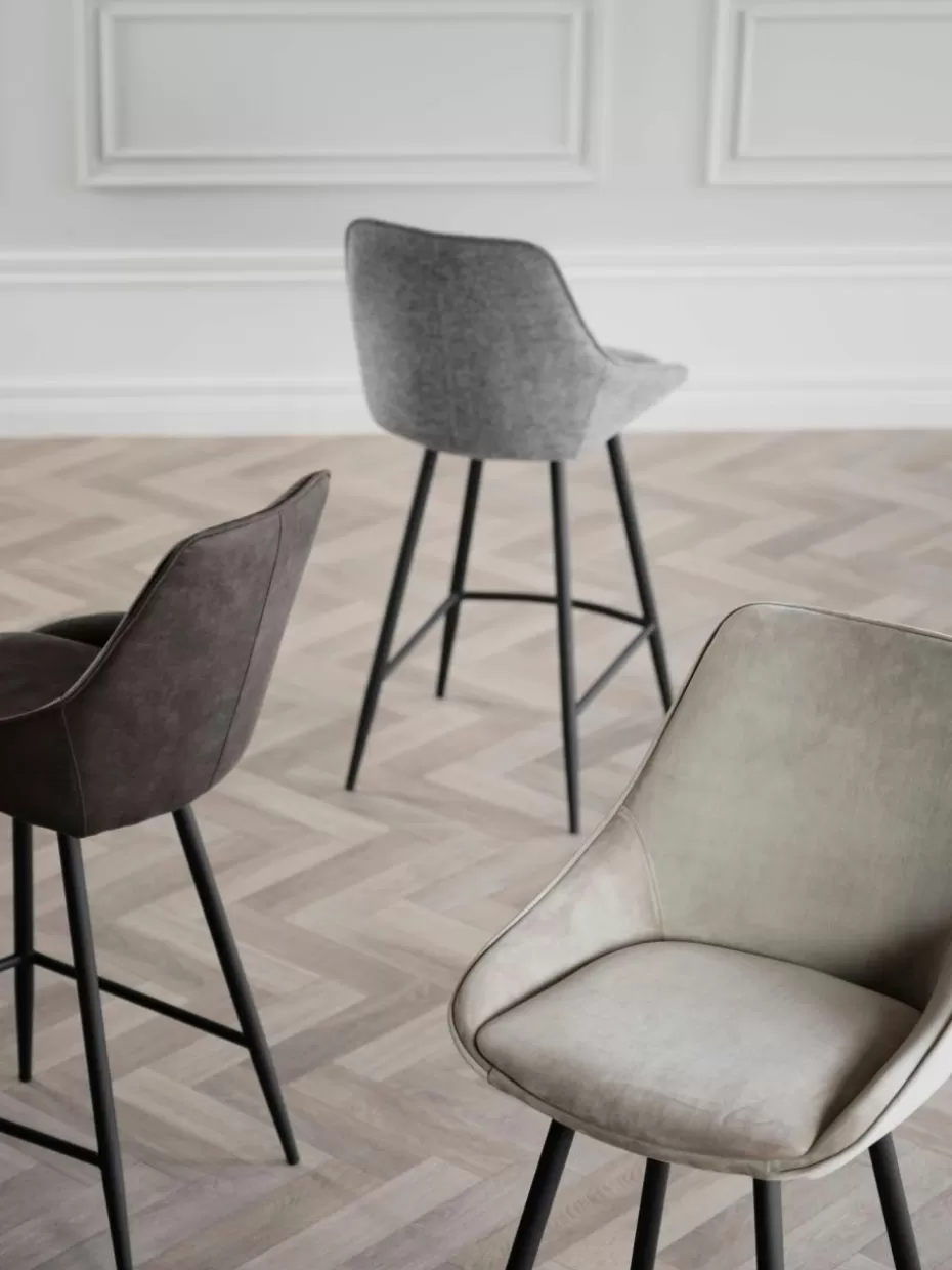 Barhocker-Rowico Samt-Thekenstuhl Sierra Samt Taupe, Schwarz