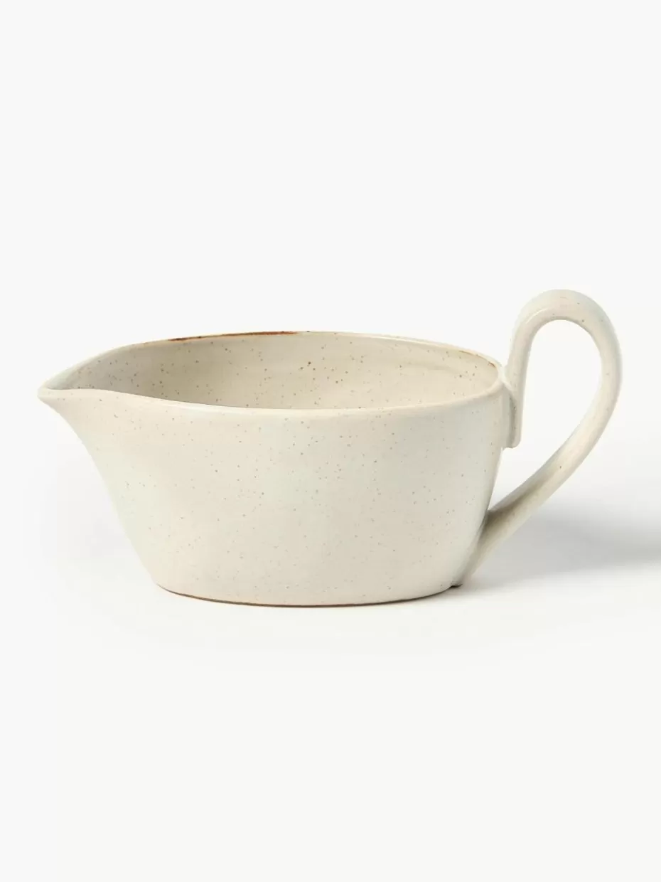 Nordic Celebrations-ferm LIVING Sauciere Flow aus Steinzeug Off White, gesprenkelt