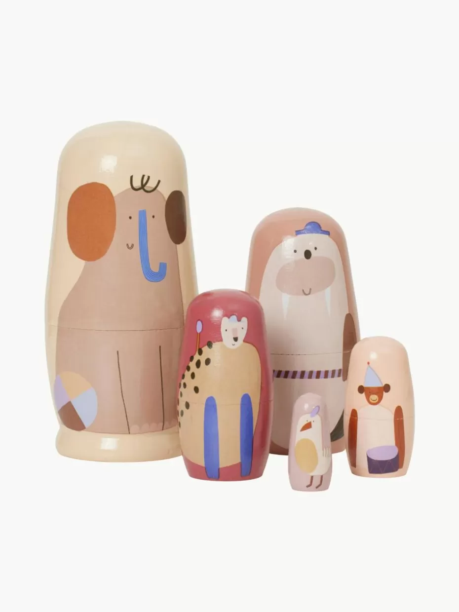 Spielzeug & Kuscheltiere-ferm LIVING Kids Schachtelpuppen Critter aus Schima Superba Holz, 5er-Set
