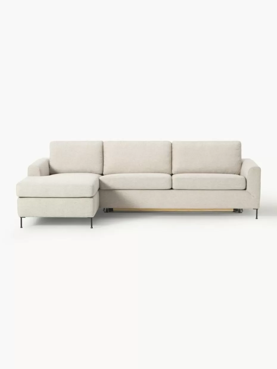 Sofas | Sofaserien-Westwing Collection Schlafsofa Cucita (3-Sitzer) mit Matratze Webstoff Hellbeige