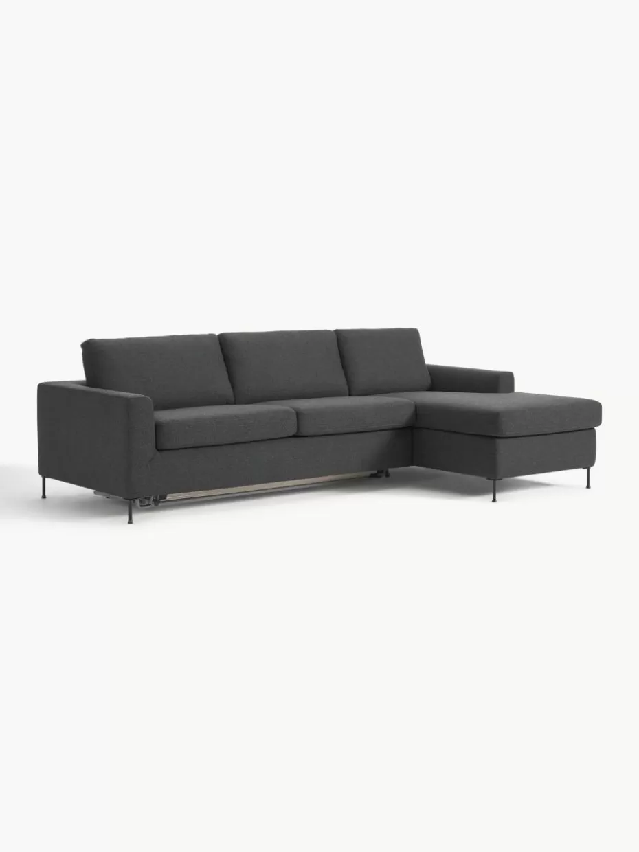Sofas | Sofaserien-Westwing Collection Schlafsofa Cucita (3-Sitzer) mit Matratze Webstoff Anthrazit