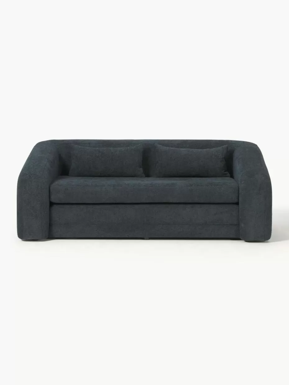 Sofas-Westwing Collection Schlafsofa Eliot (2-Sitzer) aus Teddy-Bouclé Teddy-Bouclé Anthrazit