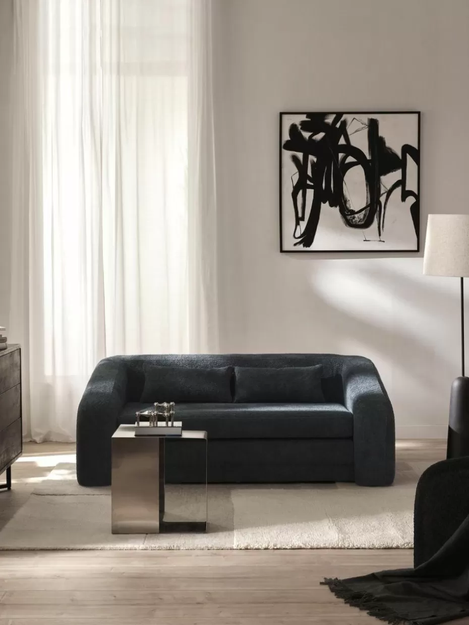 Sofas-Westwing Collection Schlafsofa Eliot (2-Sitzer) aus Teddy-Bouclé Teddy-Bouclé Anthrazit