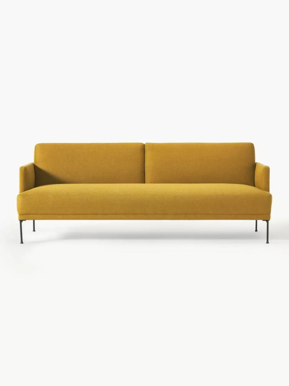Sofas-Westwing Collection Schlafsofa Fluente (3-Sitzer) Webstoff Ocker