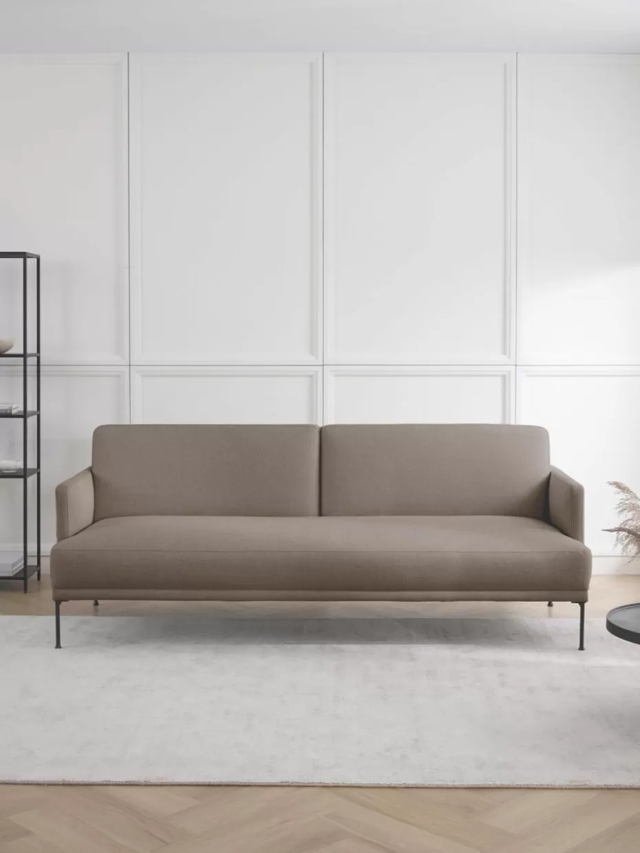 Sofas | Sofaserien-Westwing Collection Schlafsofa Fluente (3-Sitzer) Webstoff Taupe