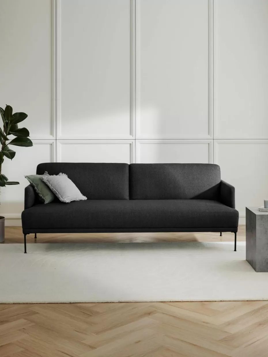 Sofas | Sofaserien-Westwing Collection Schlafsofa Fluente (3-Sitzer) Webstoff Anthrazit