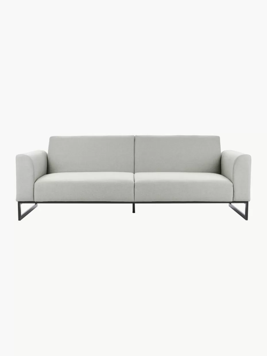 Sofas-Westwing Collection Schlafsofa Josephine (3-Sitzer) Webstoff Hellgrau