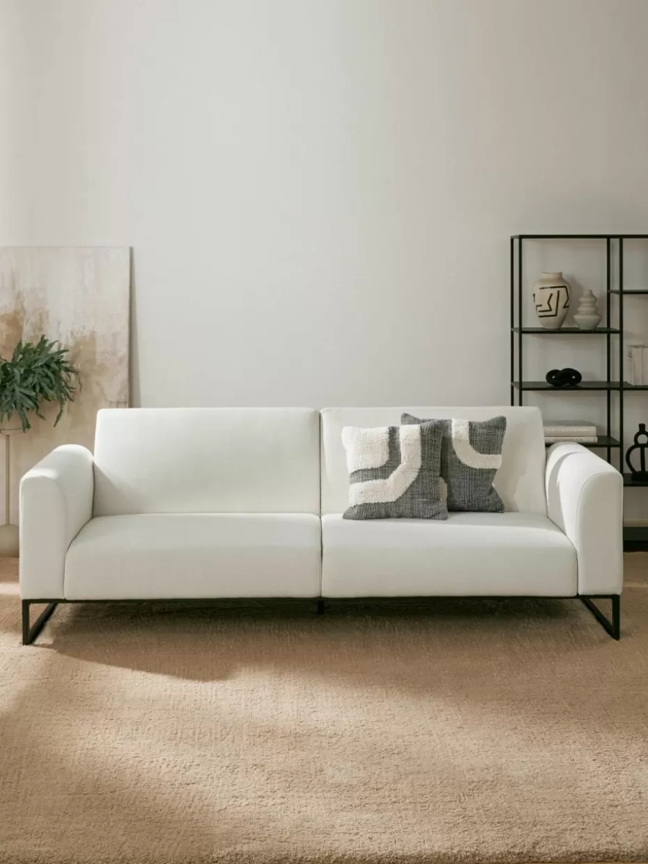 Sofas-Westwing Collection Schlafsofa Josephine (3-Sitzer) Webstoff Off White