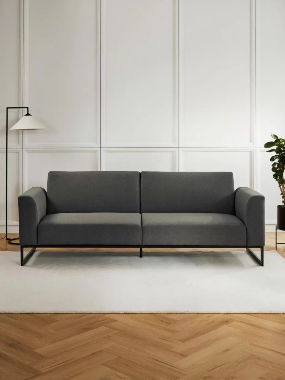 Sofas-Westwing Collection Schlafsofa Josephine (3-Sitzer) Webstoff Anthrazit