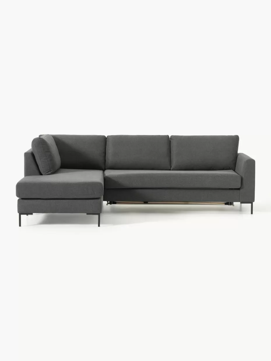 Sofas | Sofaserien-Westwing Collection Schlafsofa Luna (3-Sitzer) mit Matratze Webstoff Anthrazit
