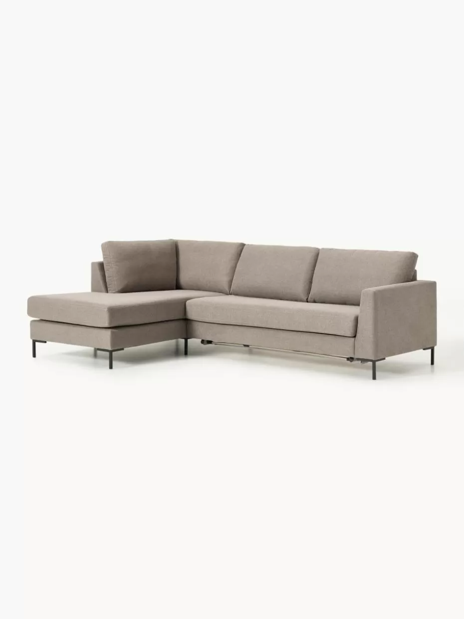 Sofas | Sofaserien-Westwing Collection Schlafsofa Luna (3-Sitzer) mit Matratze Webstoff Taupe