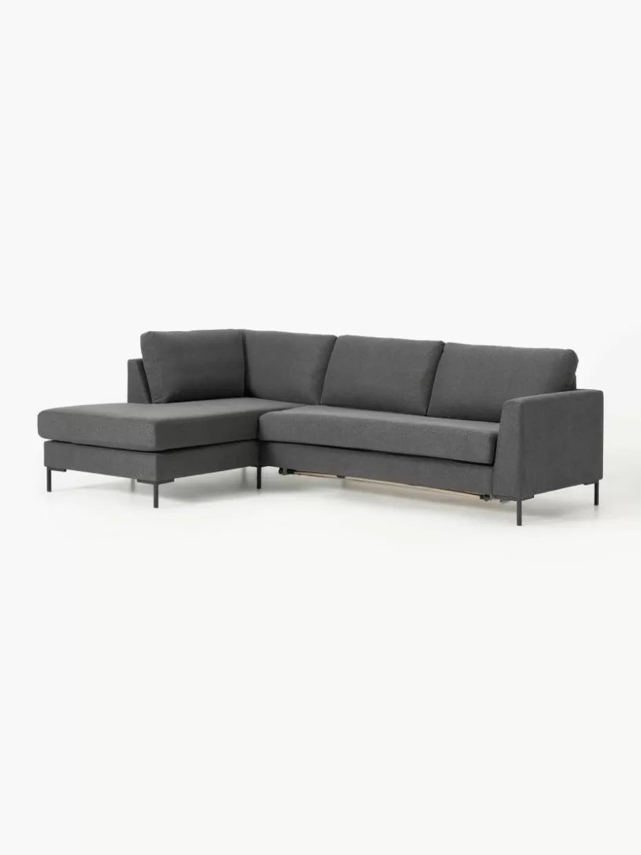 Sofas | Sofaserien-Westwing Collection Schlafsofa Luna (3-Sitzer) mit Matratze Webstoff Anthrazit