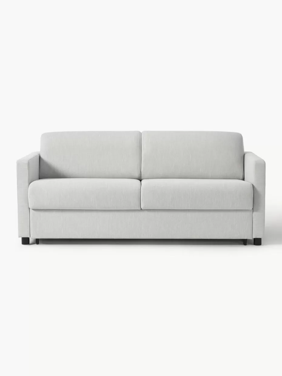 Sofas-Westwing Collection Schlafsofa Morgan (2-Sitzer) mit Matratze Webstoff Hellgrau