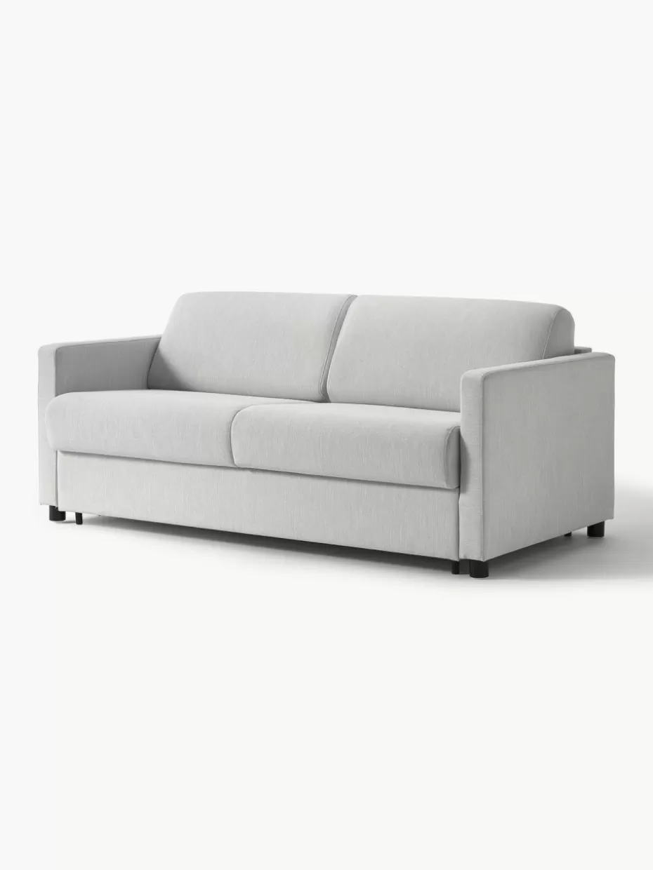 Sofas-Westwing Collection Schlafsofa Morgan (2-Sitzer) mit Matratze Webstoff Hellgrau