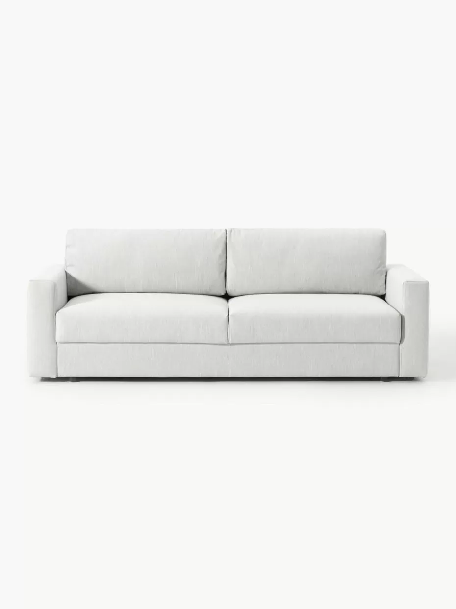 Sofas-Westwing Collection Schlafsofa Tasha (3-Sitzer) mit Stauraum Webstoff Hellgrau