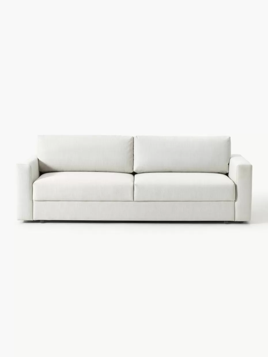 Sofas-Westwing Collection Schlafsofa Tasha (3-Sitzer) mit Stauraum Webstoff Greige