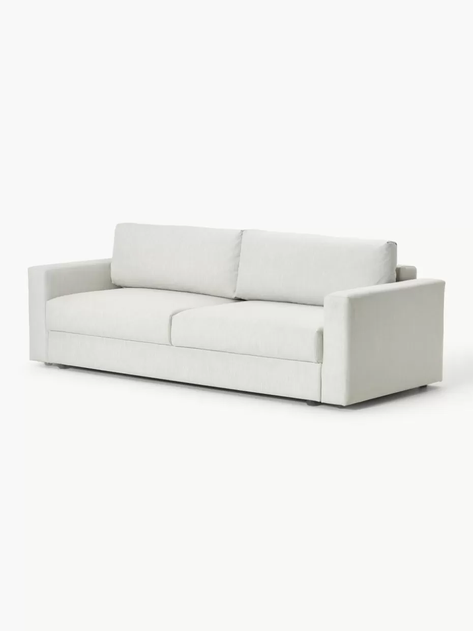 Sofas-Westwing Collection Schlafsofa Tasha (3-Sitzer) mit Stauraum Webstoff Greige