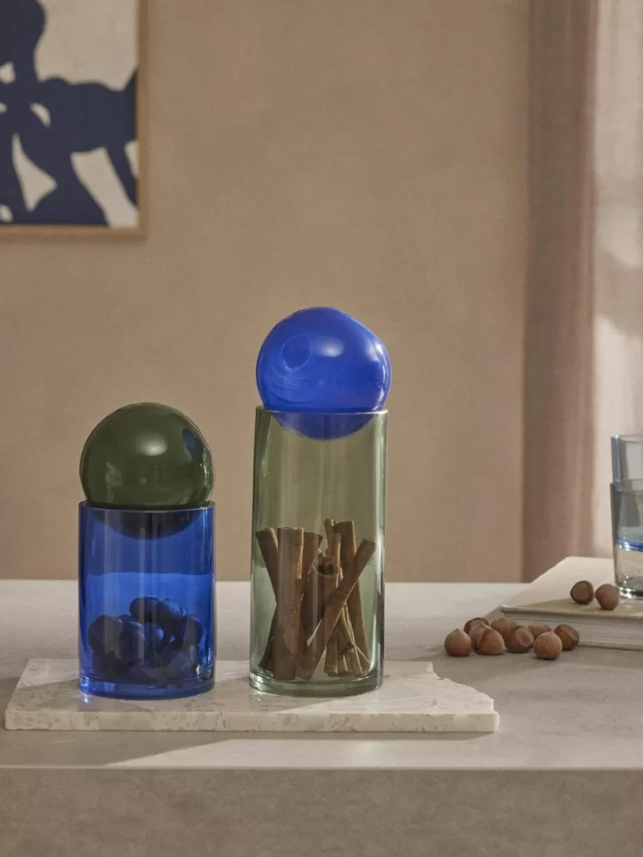 Deko-Objekte-Westwing Collection Schmuckdosen Tarli aus Glas, 2er-Set Grün- , Blautöne