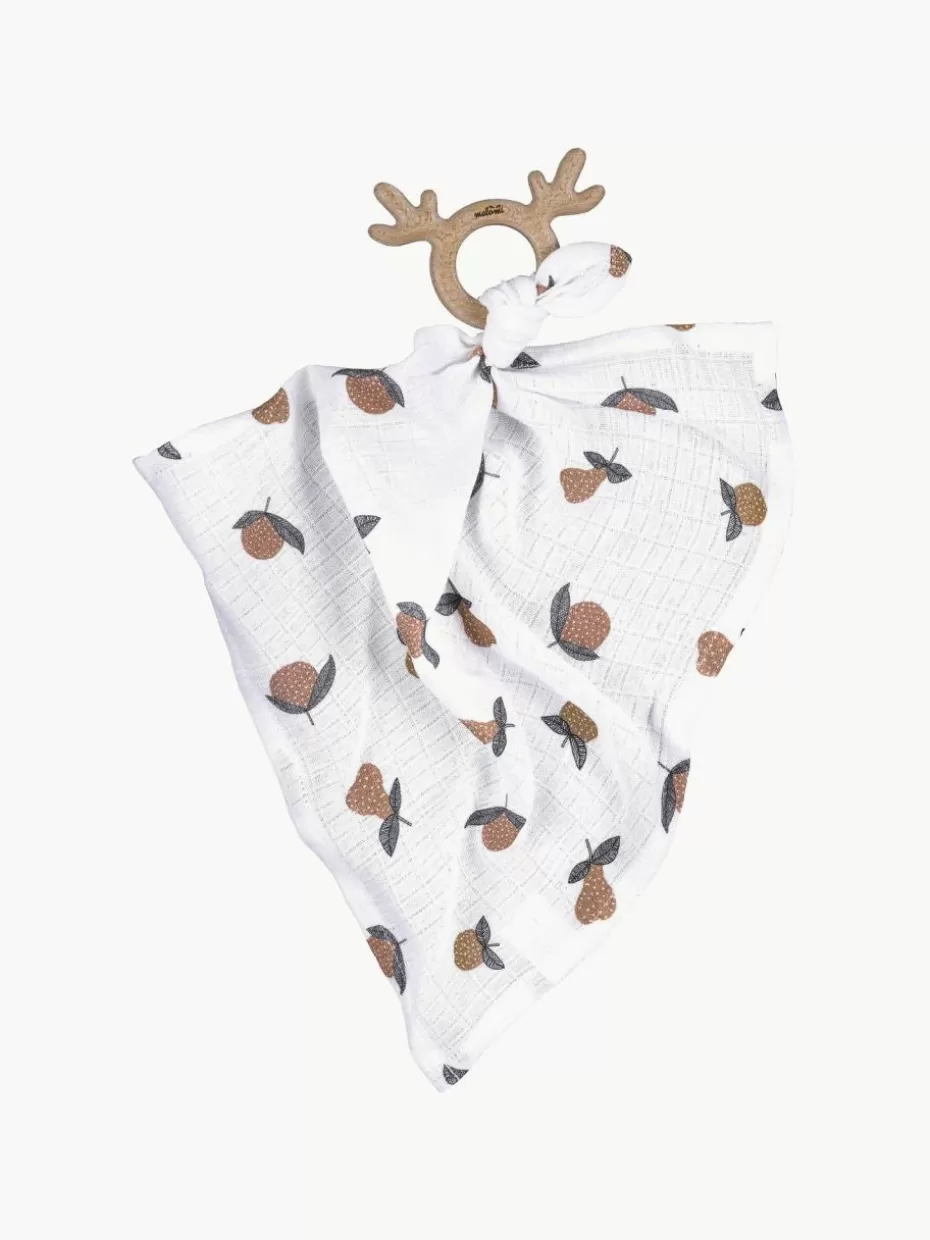 Schnullerketten & Beißringe-Westwing Schmusetuch Cuddly mit Beißring, handgefertigt Off White, Hellbraun