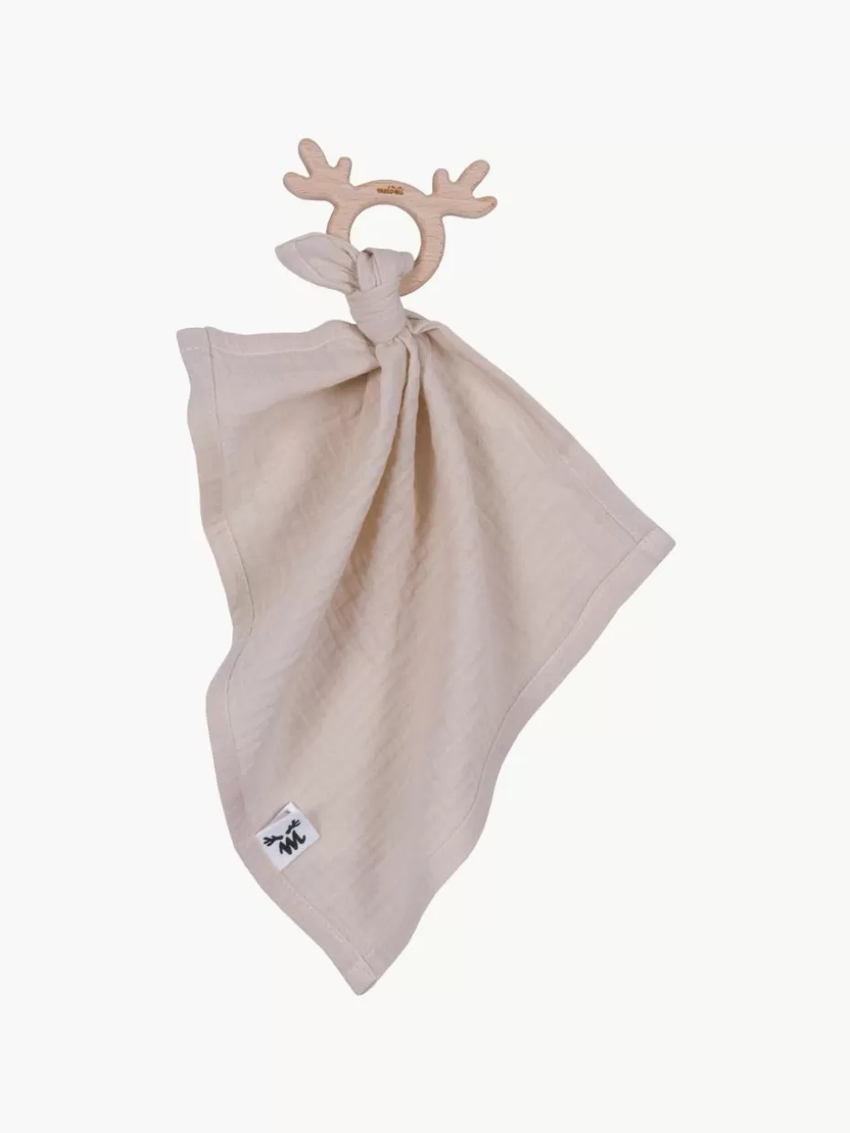 Schnullerketten & Beißringe-Westwing Schmusetuch Cuddly mit Beißring, handgefertigt Hellbeige