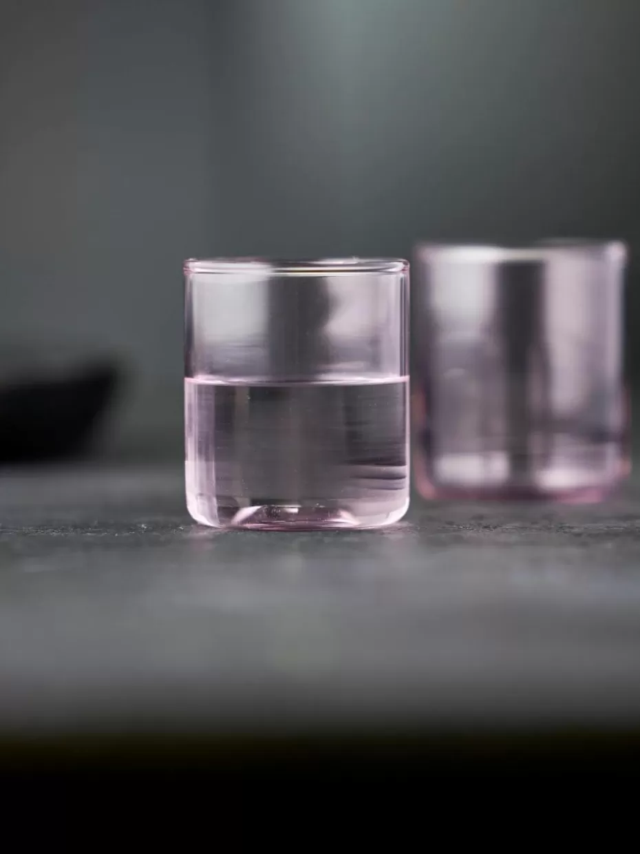 Bargläser-Lyngby Schnapsgläser Torino aus Borosilikatglas, 2 Stück Hellrosa, transparent