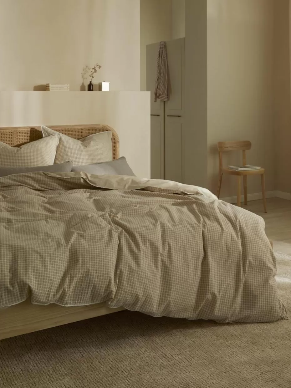 Bettwäsche-Westwing Collection Seersucker-Bettdeckenbezug Davey Beige, Weiß