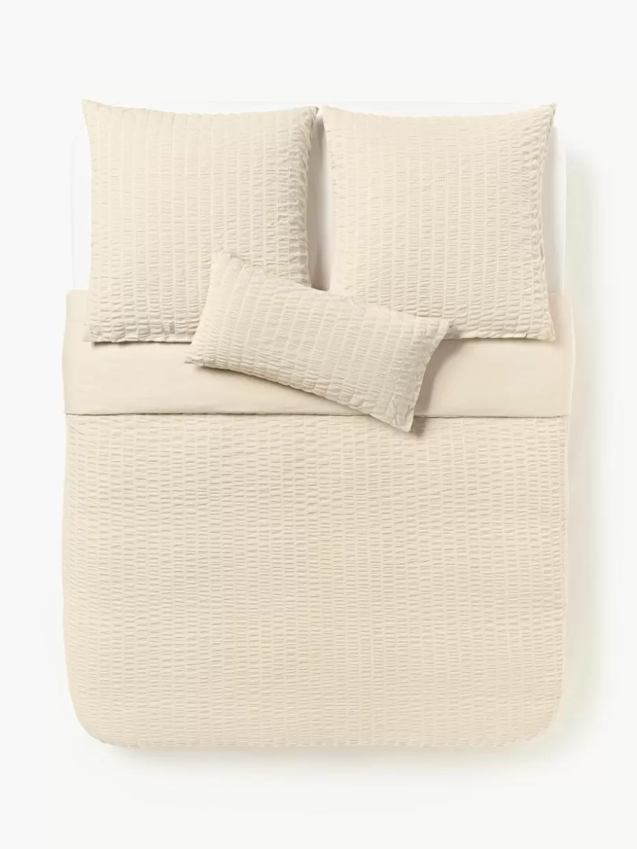 Bettwäsche-Westwing Collection Seersucker-Bettdeckenbezug Esme Hellbeige