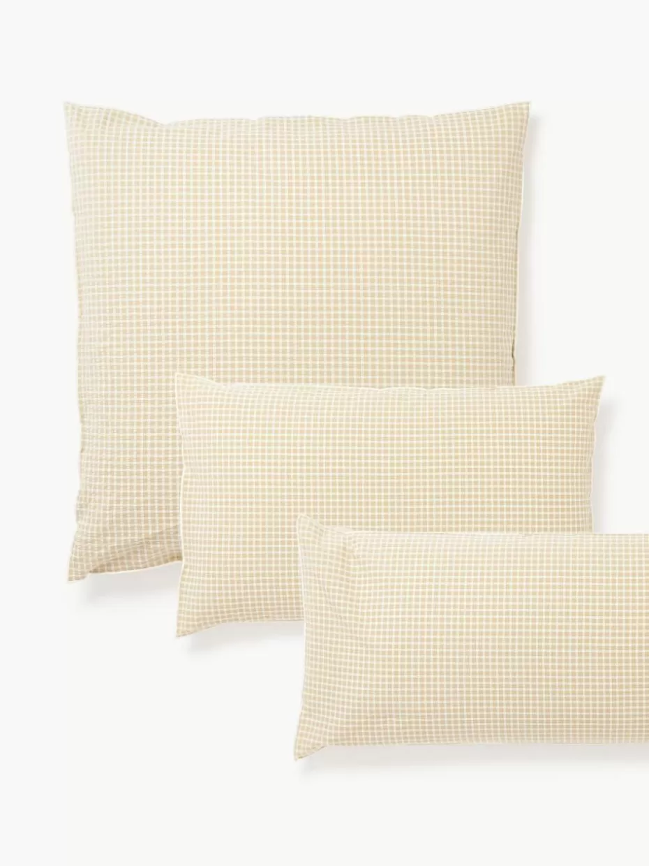 Kopfkissenbezüge-Westwing Collection Seersucker-Kopfkissenbezug Davey Beige, Weiß