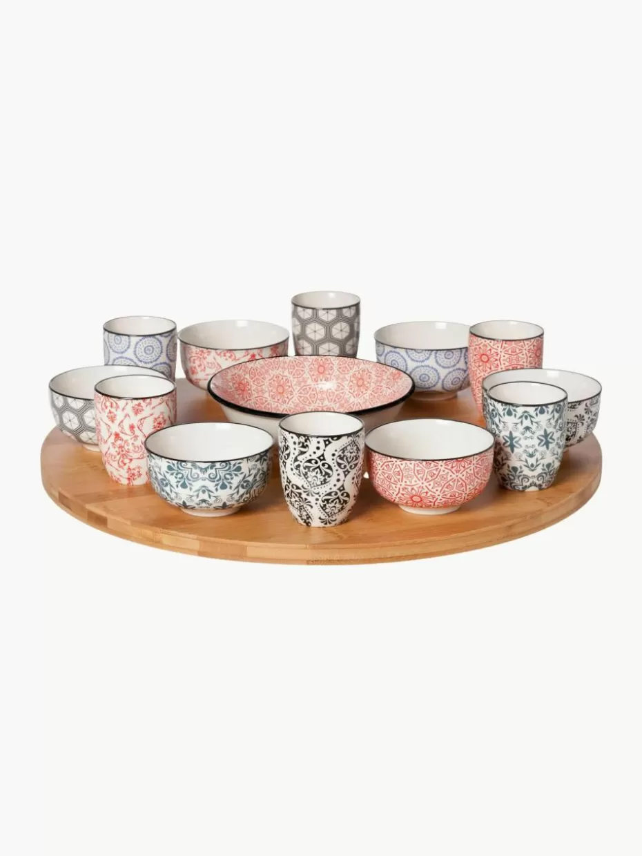 Dipschalen & Snackschalen-Westwing Servier-Set Delirio mit Servierplatte und Schälchen, 14er-Set