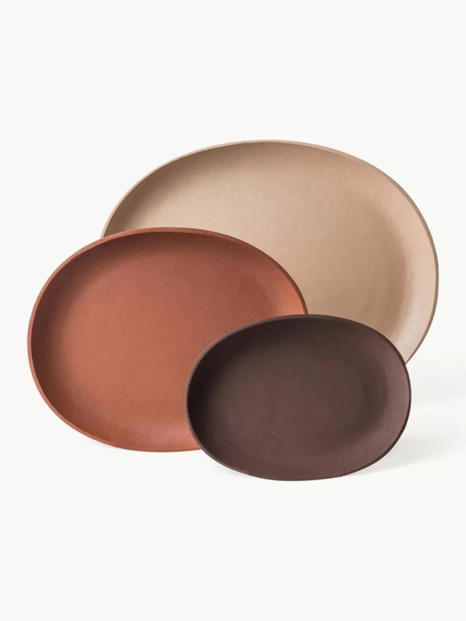 Serviertabletts-Pols Potten Serviertabletts Greek, 3er-Set Beige, Terrakotta, Dunkelbraun