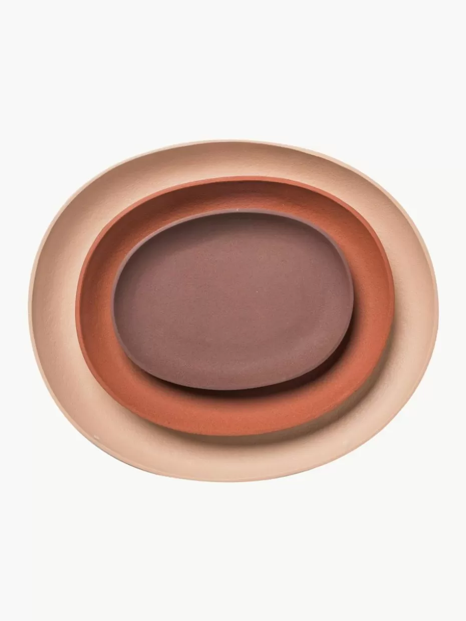 Serviertabletts-Pols Potten Serviertabletts Greek, 3er-Set Beige, Terrakotta, Dunkelbraun