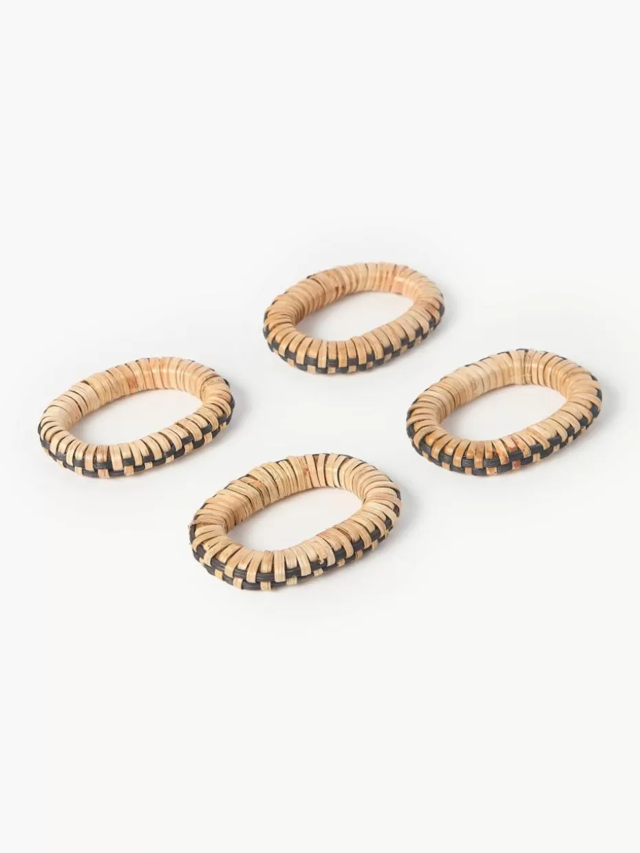 Servietten & Ringe-ferm LIVING Serviettenringe Weave aus Rattan und Mangoholz, 4 Stück