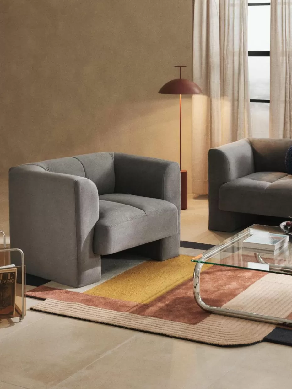 Sessel | Sofaserien-Westwing Collection Sessel Bobi Webstoff Dunkelgrau