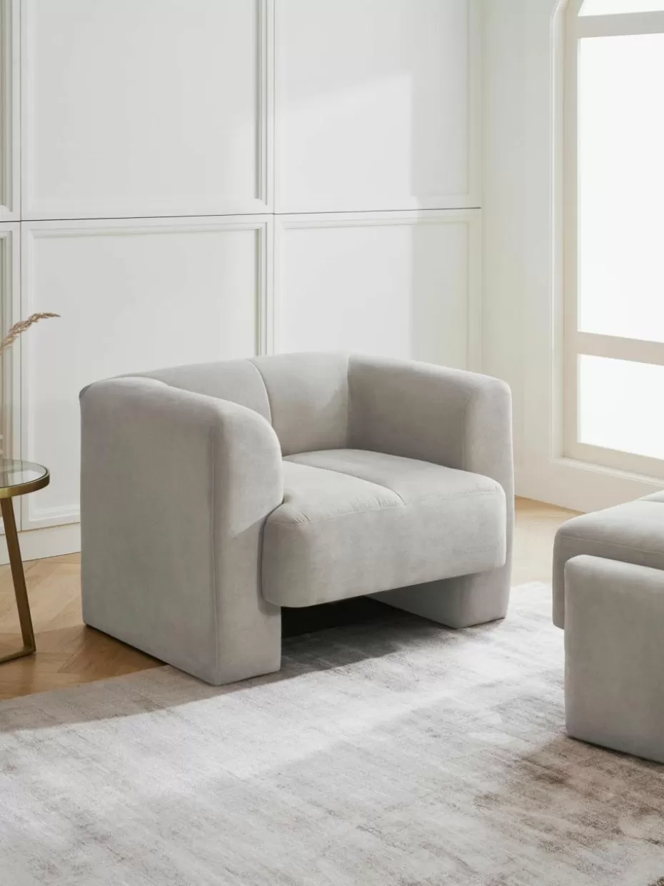 Sessel | Sofaserien-Westwing Collection Sessel Bobi Webstoff Hellgrau