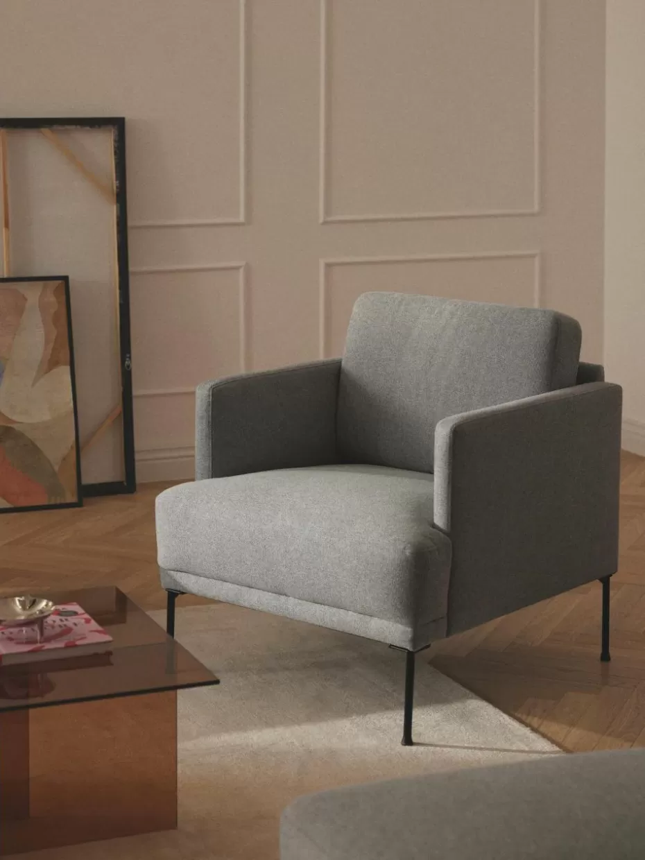 Sessel | Sofaserien-Westwing Collection Sessel Fluente Webstoff Hellgrau